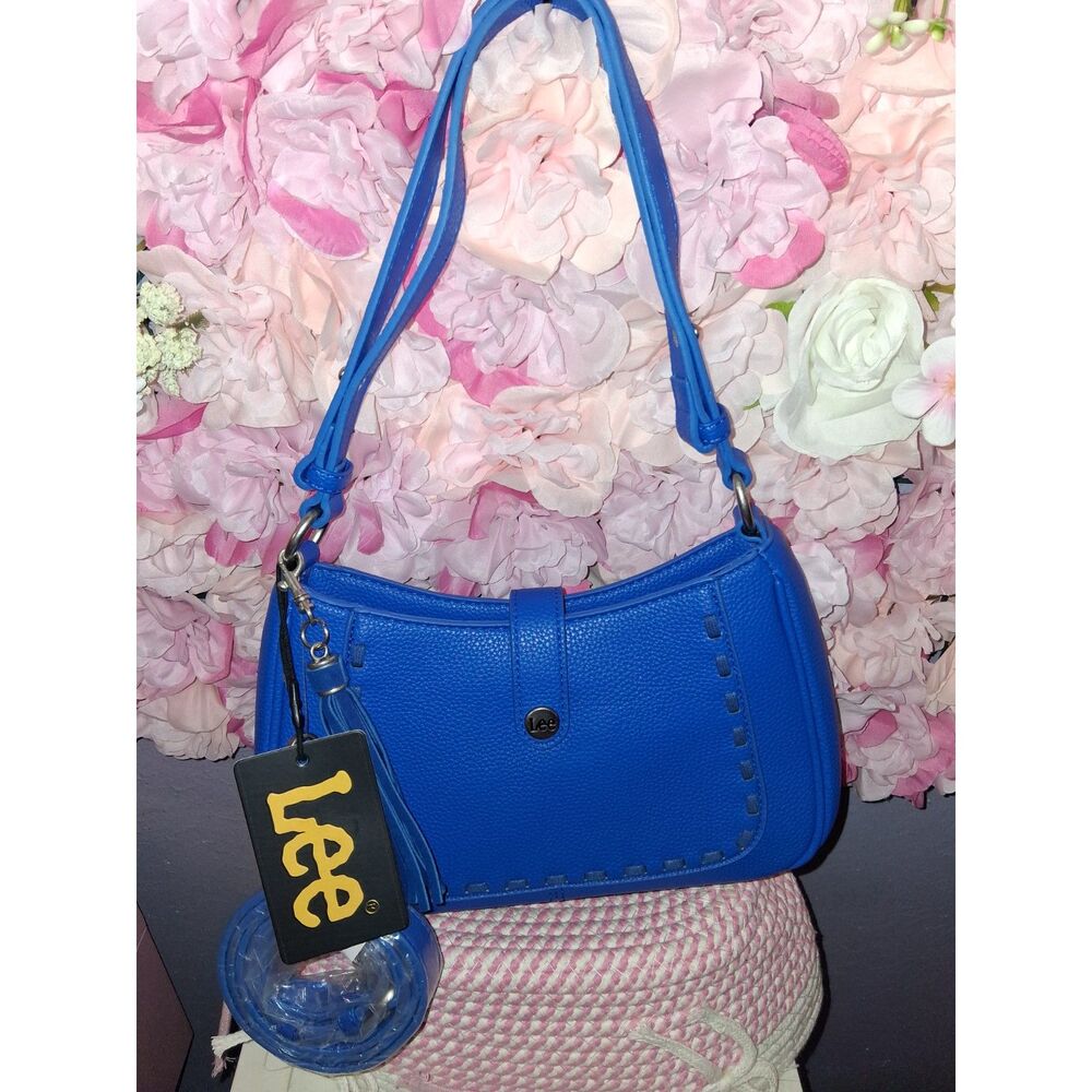 NWT Lee Electric Blue Leather Small Everyday Shoulder Bag